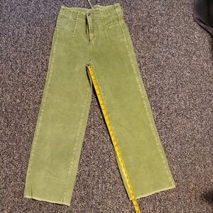 La Miel Green Corduroy Pants Size Small Wide Leg